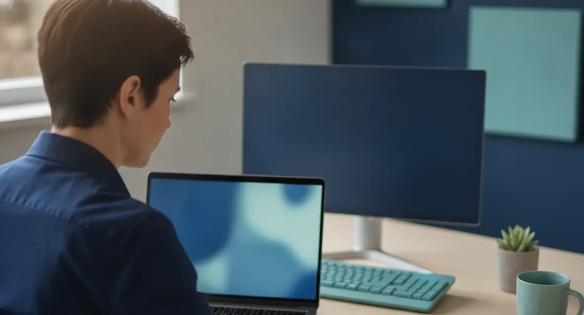 An IT manager working through a Microsoft 365 security review at her desk